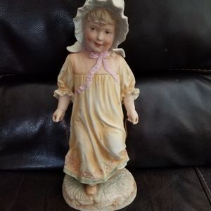 Gebreder Heubach German Bisque Porcelain Girl Jumping Rope Figurine 15"